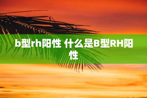 b型rh阳性 什么是B型RH阳性