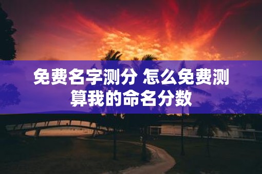 免费名字测分 怎么免费测算我的命名分数