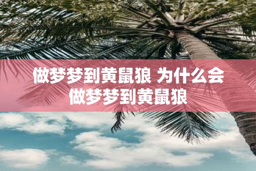 做梦梦到黄鼠狼 为什么会做梦梦到黄鼠狼