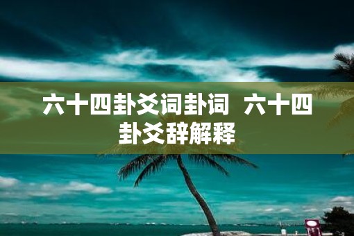 六十四卦爻词卦词  六十四卦爻辞解释
