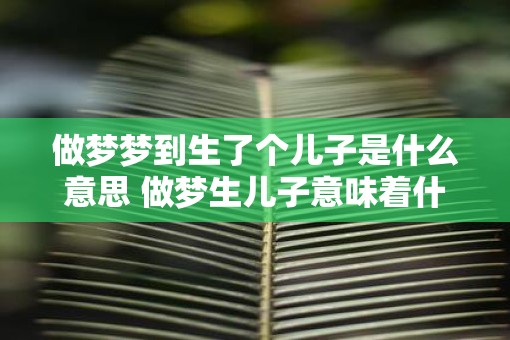 做梦梦到生了个儿子是什么意思 做梦生儿子意味着什么