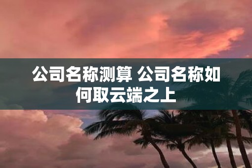 公司名称测算 公司名称如何取云端之上