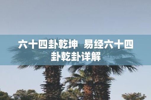 六十四卦乾坤  易经六十四卦乾卦详解