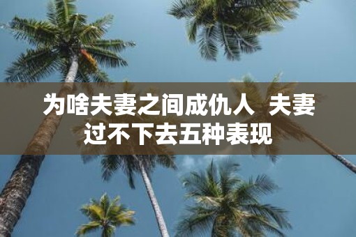 为啥夫妻之间成仇人  夫妻过不下去五种表现