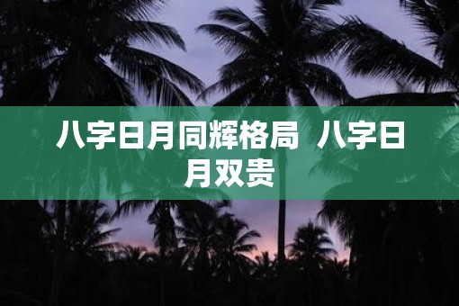 八字日月同辉格局  八字日月双贵