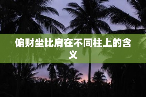 偏财坐比肩在不同柱上的含义
