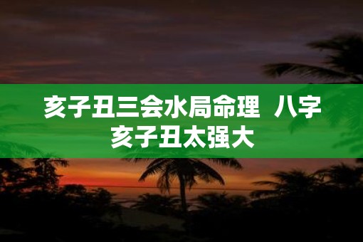 亥子丑三会水局命理  八字亥子丑太强大