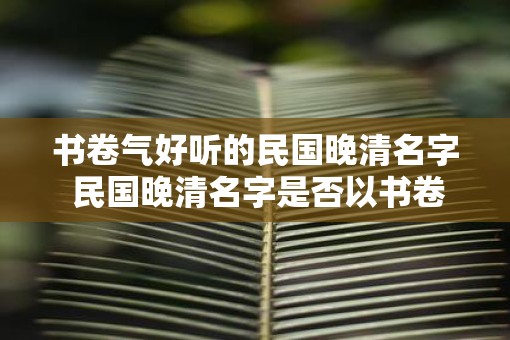 书卷气好听的民国晚清名字 民国晚清名字是否以书卷气为佳