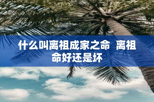 什么叫离祖成家之命  离祖命好还是坏