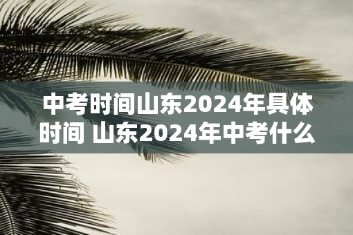 中考时间山东2025年具体时间 山东2025年中考什么时候举行