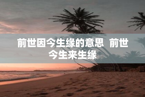 前世因今生缘的意思  前世今生来生缘