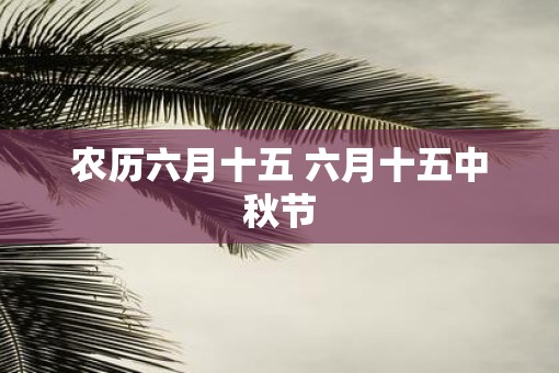 农历六月十五 六月十五中秋节