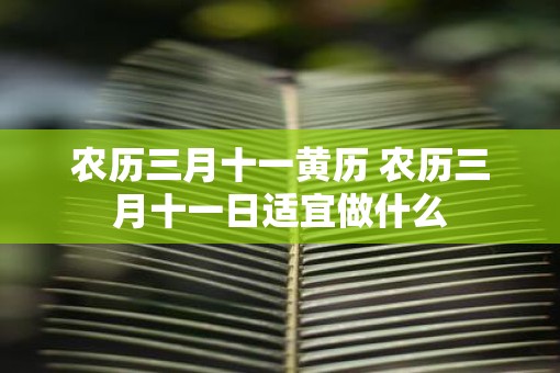 农历三月十一黄历 农历三月十一日适宜做什么