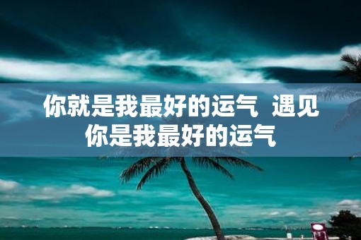 你就是我最好的运气  遇见你是我最好的运气