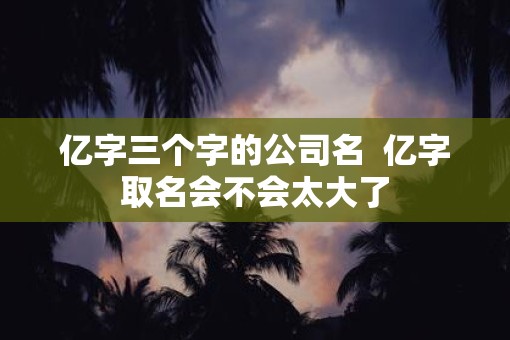 亿字三个字的公司名  亿字取名会不会太大了