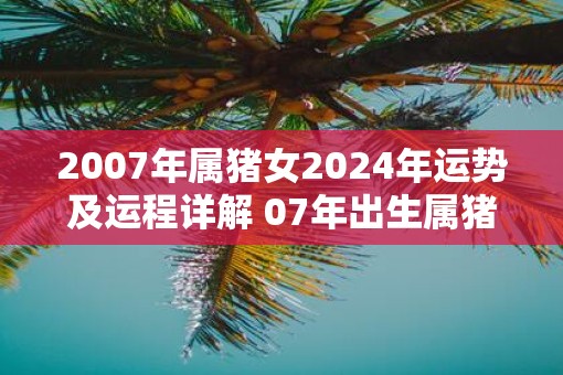 2007年属猪女2025年运势及运程详解 07年出生属猪人2025全年每月运势女性