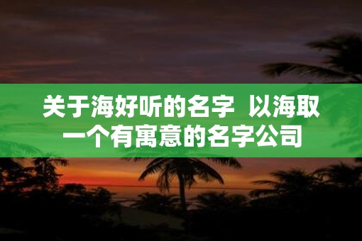 关于海好听的名字  以海取一个有寓意的名字公司