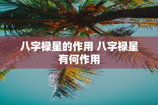 八字禄星的作用 八字禄星有何作用