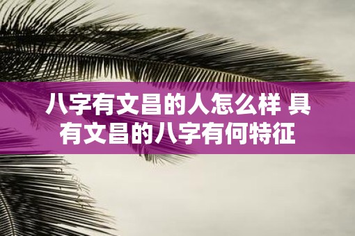 八字有文昌的人怎么样 具有文昌的八字有何特征