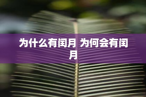 为什么有闰月 为何会有闰月