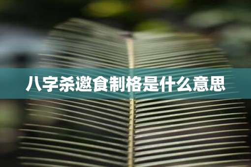 八字杀邀食制格是什么意思