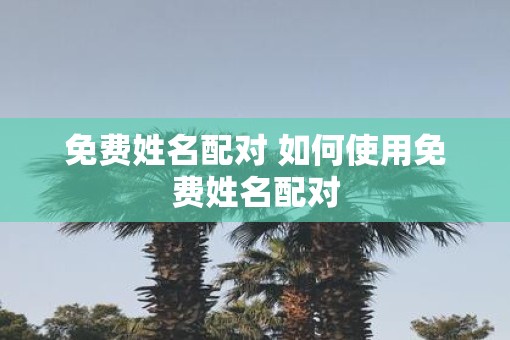 免费姓名配对 如何使用免费姓名配对