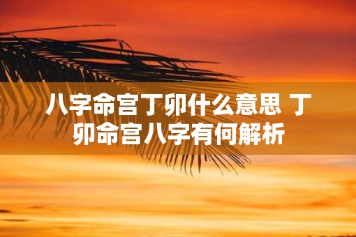 八字命宫丁卯什么意思 丁卯命宫八字有何解析
