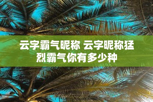 云字霸气昵称 云字昵称猛烈霸气你有多少种