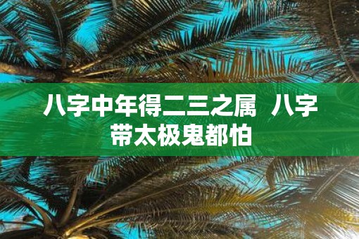 八字中年得二三之属  八字带太极鬼都怕