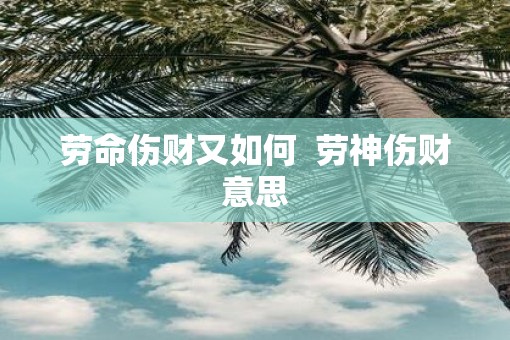 劳命伤财又如何  劳神伤财意思