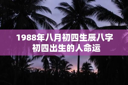 1988年八月初四生辰八字  初四出生的人命运