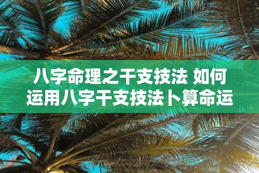 八字命理之干支技法 如何运用八字干支技法卜算命运