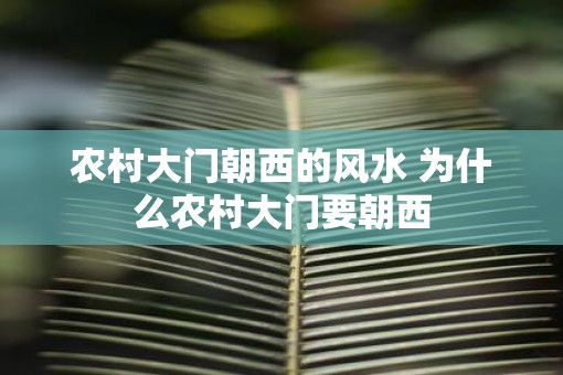 农村大门朝西的风水 为什么农村大门要朝西