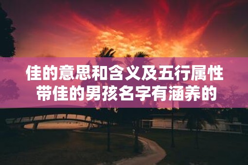 佳的意思和含义及五行属性 带佳的男孩名字有涵养的名字