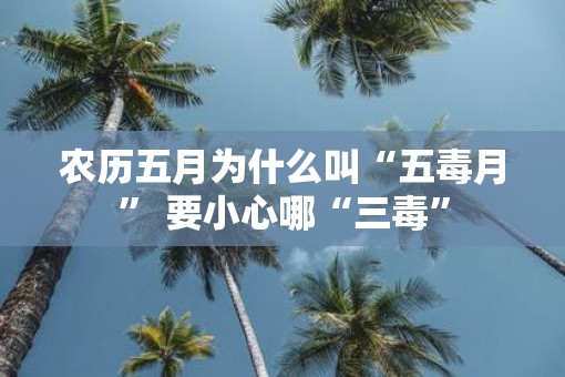 农历五月为什么叫“五毒月” 要小心哪“三毒”