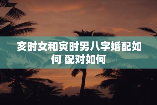 亥时女和寅时男八字婚配如何 配对如何 亥时女和寅时男八字婚配如何 配对如何
