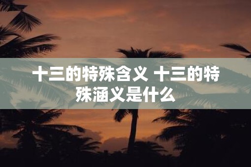 十三的特殊含义 十三的特殊涵义是什么
