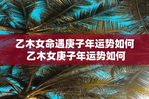 乙木女命遇庚子年运势如何 乙木女庚子年运势如何