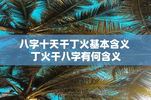八字十天干丁火基本含义 丁火干八字有何含义