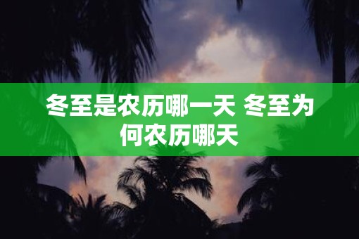 冬至是农历哪一天 冬至为何农历哪天