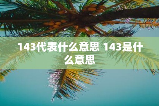 143代表什么意思 143是什么意思