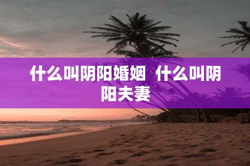 什么叫阴阳婚姻  什么叫阴阳夫妻