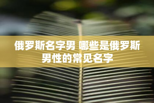 俄罗斯名字男 哪些是俄罗斯男性的常见名字