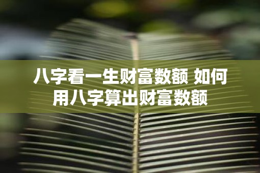 八字看一生财富数额 如何用八字算出财富数额