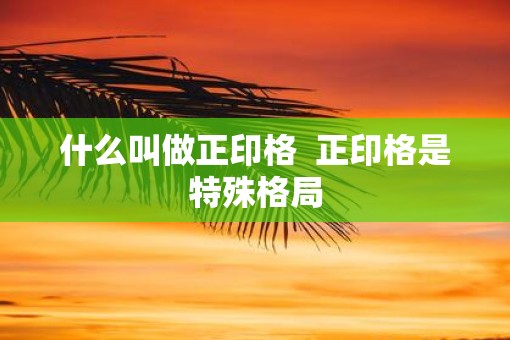 什么叫做正印格  正印格是特殊格局