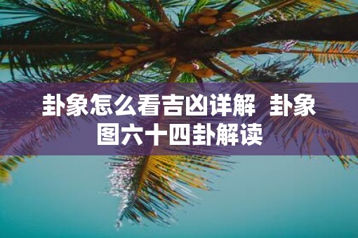卦象怎么看吉凶详解  卦象图六十四卦解读
