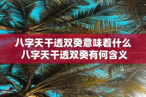 八字天干透双癸意味着什么 八字天干透双癸有何含义
