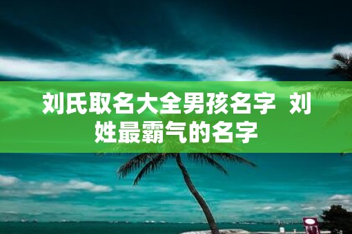 刘氏取名大全男孩名字  刘姓最霸气的名字