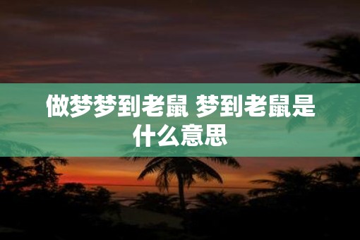 做梦梦到老鼠 梦到老鼠是什么意思