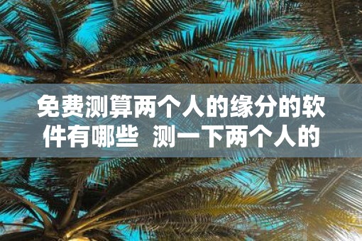 免费测算两个人的缘分的软件有哪些  测一下两个人的缘分
